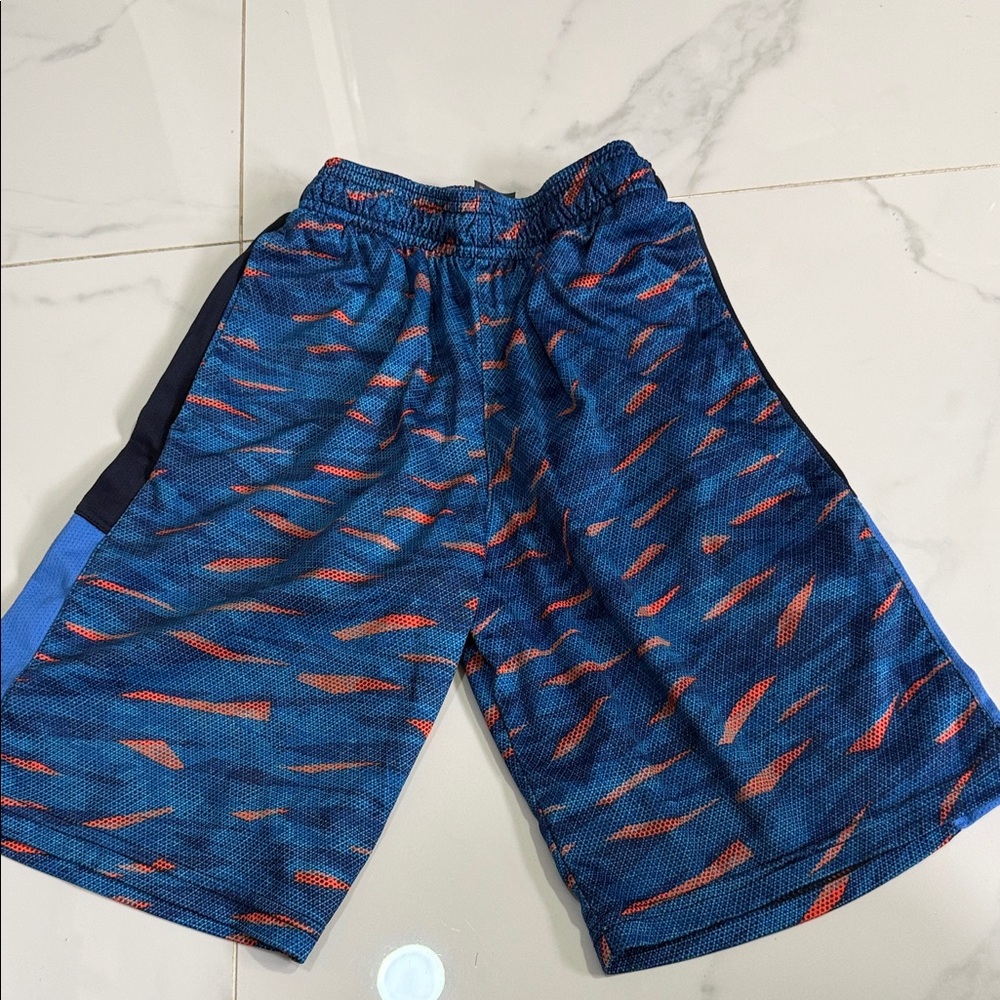 Champion Kids Blue Mesh Shorts with Orange Accent